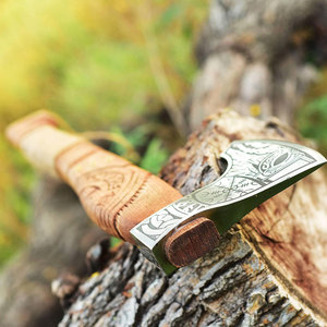 Hand Made <b>Viking</b> <b>Axe</b> with High Quality Leather Sheath Ash Wood Handle 1.5 KG Weight Custom Tomahawk <b>Viking</b> <b>Axe</b> Survival Use - Product Image 3