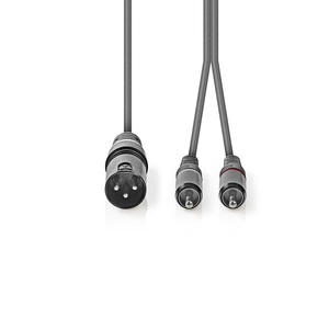Cable de audio XLR macho a 2x RCA macho 1,5m gris - Product Image 2
