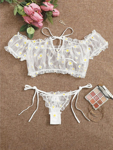 Sexy BH & Slip Set Dessous Ultra dünne durchsichtige sexy Floral Lace Under wire Set BH - Product Image 5