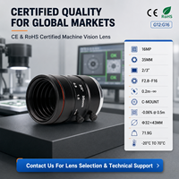 Lente Industrial de Montura C de Alta Resolución y Baja Distorsión para Medición de Precisión, Posicionamiento de Robots e Inspección Visual