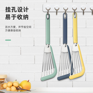 Silicone Fish Spatula Stainless Steel Slotted Cooking Spatula For Kitchen Use 3 Pieces Set With Hanging Hole Design - Product Image 1