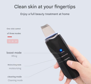 Appareil de beauté 2-en-1 pour le visage : Nettoyant exfoliant et masseur oculaire à lumière rouge, éliminateur de points noirs, dispositif LED vibrant pour les cernes - Product Image 3