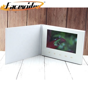Fabricant chinois en gros de cartes de vœux de mariage en papier blanc faites à la main, écran LCD de 7 pouces, <span class=keywords><strong>brochure</strong></span> vidéo dorée - Product Image 2