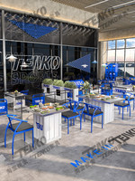 Ensemble table et chaises de style industriel/rétro résistant à la corrosion pour restaurants, restaurants de hot pot, restaurants coréens de barbecue et restaurants de brochettes