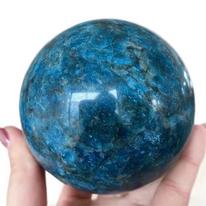 Boule de pierre naturelle de 7,5 à 8 cm, artisanat, souvenirs, pierres de guérison, pendule, sphère, boule d'apatite bleue pour la méditation - Product Image 5