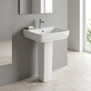 White Porcelain Modern Art Wash <b>Basin</b> with Full Pedestal Designer Bathroom Sanitary Ware - Product Image 3