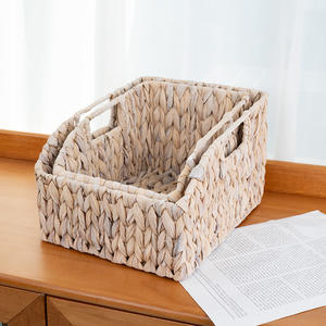 Bobai – panier de rangement rectangulaire tissé à la main, ensemble de deux organisateurs de bureau grands et petits pour cosmétiques et télécommandes - Product Image 2