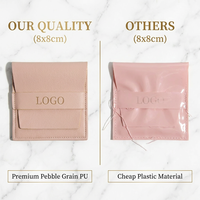 Pochette à bijoux en cuir PU de luxe, personnalisable, petit sac d'emballage pour bijoux, pour la marque de bijoux haut de gamme