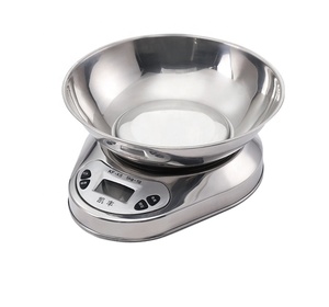 Báscula electrónica digital de 3kg y 5kg para cocina, resistente al agua, con carcasa de acero inoxidable y cuenco - Product Image 1