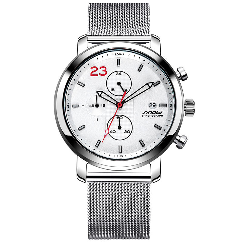 Sinobi-reloj analógico de acero inoxidable para hombre, accesorio de  pulsera de cuarzo resistente al agua con cronógrafo, complemento masculino 