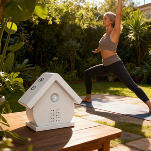 Derin Rahatlama ve Dikkatli Denge için Yatıştırıcı Sesler Çalan Yoga Meditasyonu İçin Ev Şeklinde Kuş Ses Kutusu - Product Image 1