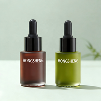 Flacon compte-gouttes en verre dépoli de 30 ml de style européen avec grand bouchon à vis, forme plate mate, sérigraphié, pour diffuseur de parfum et crème pour le visage