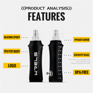 WRELS <span class=keywords><strong>bottiglia</strong></span> di acqua morbida pieghevole sport Flask TPU bollitore pieghevole LOGO personalizzato OEM Design - Product Image 2