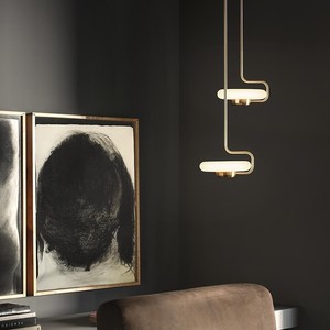 Modern Minimalist Pendant <b>Light</b> Gold E27 LED Long Shape Bedroom Study <b>Lighting</b> - Product Image 1