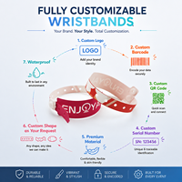 Bracelet jetable personnalisé en plastique, bracelet d'identification pour concert, parc d'attractions, ou aire de jeux pour enfants, bracelet à clipser
