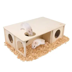 Small Animal Nesting Hideout Habitat Decor Cage Wood Toys large hamster cage