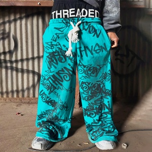 Pantalon de survêtement homme sur mesure à double taille, coupe ample, jambe large, imprimé DTG, grammage lourd - Product Image 5