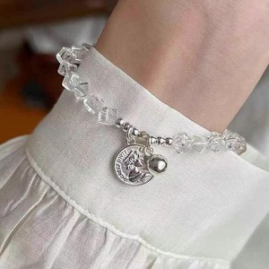 Bracelet rond en argent sterling S925 avec cristal blanc pour femme, bijoux à porter au quotidien - Product Image 3