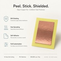 Patch carré en feuille de cuivre conductrice découpé sur mesure, adhésif 50U, pour blindage EMI et mise à la terre de puces PCB/IC électroniques