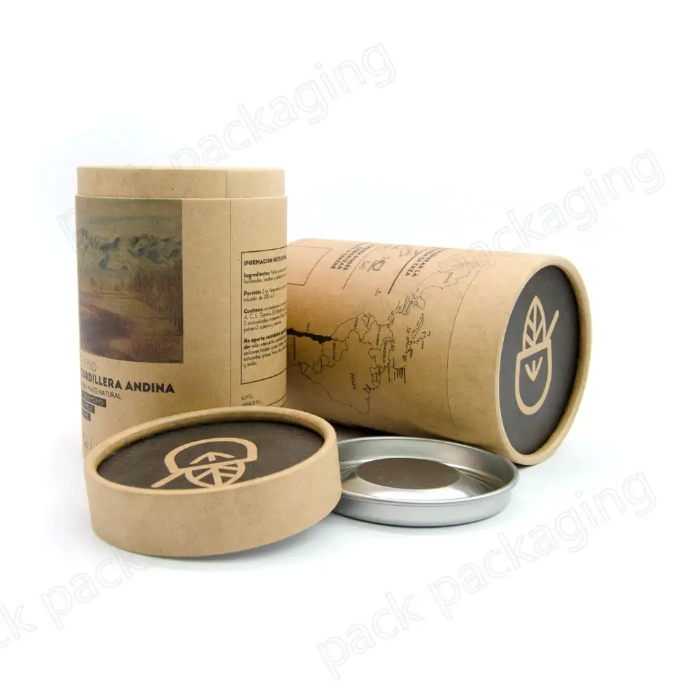 Cajas cilíndricas de cartón de grado alimenticio, para embalaje de proteína en polvo, tubo de papel Kraft