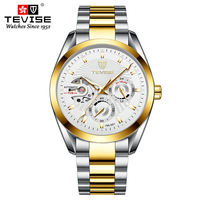 Montre mécanique automatique pour homme TEVISE 795-001, bracelet en acier inoxydable, cadran squelette, étanche, lumineuse, montre-bracelet de style business