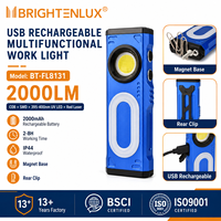 Lampe torche LED rechargeable magnétique EDC de 2000 lumens avec source d'éclairage RVB et UV pour l'extérieur
