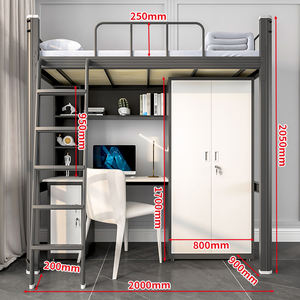 <span class=keywords><strong>Lit</strong></span> <span class=keywords><strong>superposé</strong></span> moderne réglable le plus vendu avec bureau intégré, cadre métallique noir double pour chambre et usage scolaire - Product Image 5