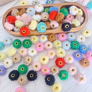 Teddy Pom Pom Beaded Jewelry Accessories Multi Color Yarn Flower Spacer Beads For DIY Crafting Jewelry Making - Product Image 1