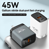 Chargeur mural USB C 45W, adaptateur double port PD, bloc de charge rapide Type C pour iPhone, Galaxy et ordinateur portable