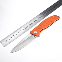 Manche orange Couteau de poche G10 Drop Point Couteau d'extérieur pliable EDC Camping Survival