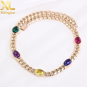 Collier en or 18 carats avec rubis, style hip-hop, chaîne cubaine, argent poli S925, rubis de laboratoire, tendance européenne et américaine, collier exquis - Product Image 1
