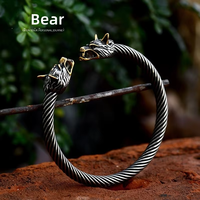 Bracelet Classique pour Homme en Acier Inoxydable Plaqué Argent Antique, Torsadé avec Tête de Dragon, Bijou Tendance
