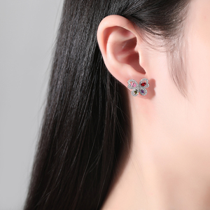 LUOTEEMI Wholesale <strong>Top</strong> Quality Brand New Fashion Popular Luxury Elegant Wedding Jewelry Clear CZ Female Butterfly <strong>Earrings</strong> - Product Image 3