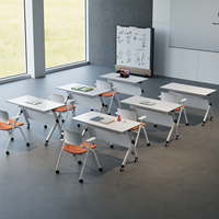 Table de conférence modulaire combinable en bois pour bureau, école, hôtel, réunions, formations, ordinateur portable, pliable