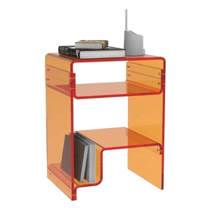 Mesa auxiliar de acrílico naranja de tres niveles para dormitorio, sala de estar, Hotel, revistero acrílico, estante de exhibición elegante para decoración del hogar - Product Image 1