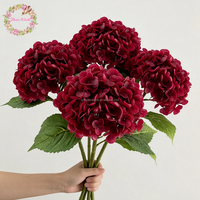 Bunga Artifisial Terlaris 154/196 Kelopak Bunga Hydrangea Merah Besar Sentuhan Realistis Berkualitas Tinggi Dekorasi Pernikahan