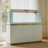 Aquarium rectangulaire de luxe en métal de 50L avec support en pierre pour la décoration du salon
