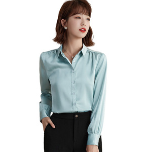 Women Solid Color Long Sleeve Shirt With Pleated Design Professional Hotel Uniform Top Slim Fit For Workwear - Product Image 4