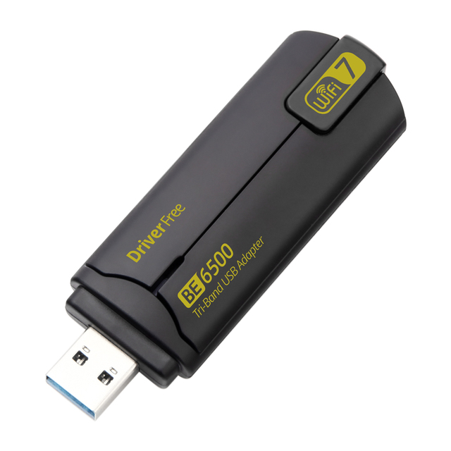 Wireless USB Adapter WiFi 7 USB Dongle 6500Mbps WiFi Adapter Provides Super-Speed USB 3.0 Wireless Connection