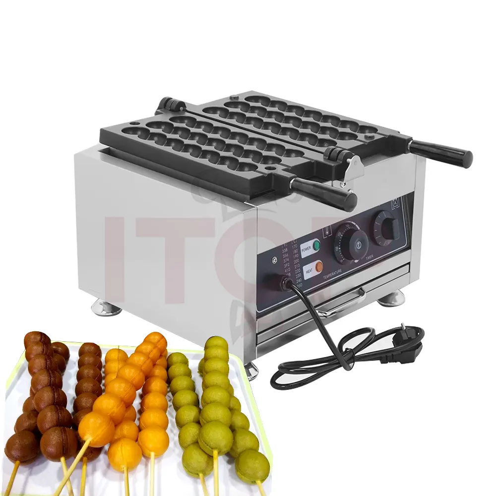 Commercial 110V-220V/50Hz-60Hz Gofrera Best Nonstick Skewer Baking Pan Ball Waffle Maker 1400W Waffeleisen