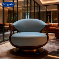 Fauteuil en cuir antique de luxe italien, design européen moderne, bleu, pour hôtel, villa, salon