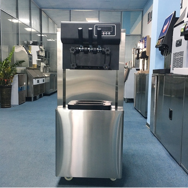 New Commercial Soft Ice Cream Maker with LED Display Self-Cleaning 3 Flavors Frozen Yogurt Maker Low Noise