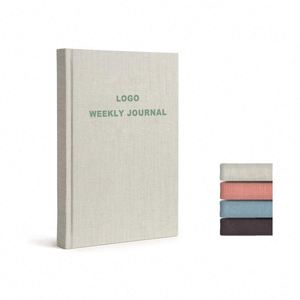 Carnet de notes hebdomadaire personnalisé en cuir A5, couverture rigide, planificateur d'objectifs, cadeau - Product Image 1