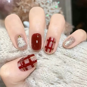 Ongles à presser personnalisés avec logo de Noël, courts, carrés, vintage, thème soldat, rouge et or, classiques, 24 pièces, vente en gros - Product Image 4