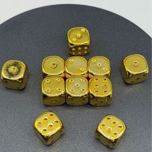 Gold Metal <b>Dice</b> 1.4Cm Hexahedron Durable For Chess And Card Games 7 Pieces Set - Product Image 4