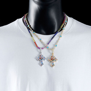 Bling <b>Iced</b> Out Moissanite Colorful Cross Planet Snowflake Hip Hop Pendant Custom 925 Sterling Silver Diamond Set Fine Jewelry - Product Image 4
