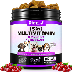 Oimmal 15 en 1 Multivitamines pour chiens pour les soins de la peau des chiens et la santé cardiaque Supplément alimentaire pour animaux de compagnie Comprimés à croquer - Product Image 6