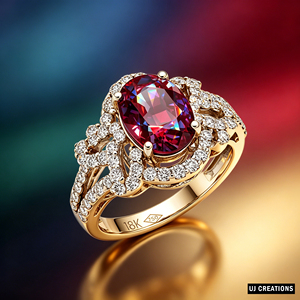 แหวนค็อกเทลทองคำแท้ 18K ประดับทับทิมทรงรี ดีไซน์หรูหราสำหรับผู้หญิง - Product Image 5