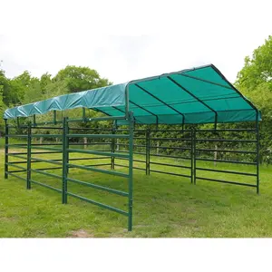 カスタマイズされたサイズのポータブル馬の安定した庭/チューブバーストール家畜パネル/牛牛豚羊フェンスパネル屋根付き