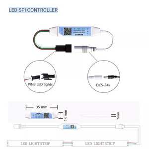 SP621E Mini Pixel Strip <strong>Controller</strong> 5V 24V WS2811 <strong>Music</strong> BT App Control Addressable Digital MINI LED Strip <strong>Controller</strong> - Product Image 5